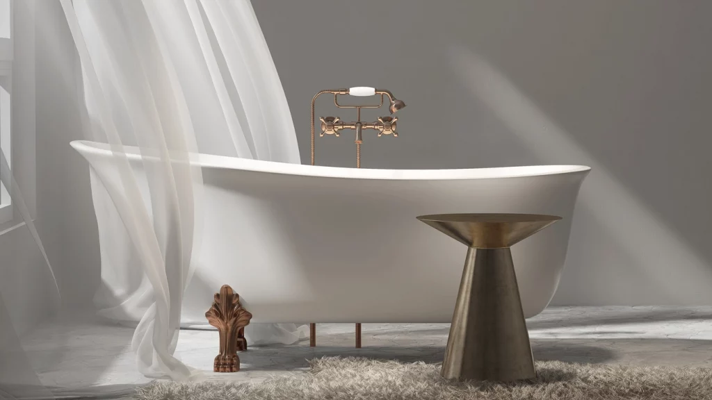 Luxuriöse freistehende Badewanne in einem modernen Badezimmer