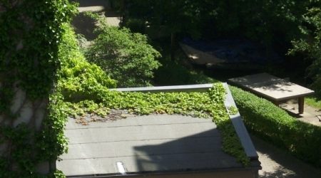 Flachdach mit Dachpappe aus der Vogelperspektive