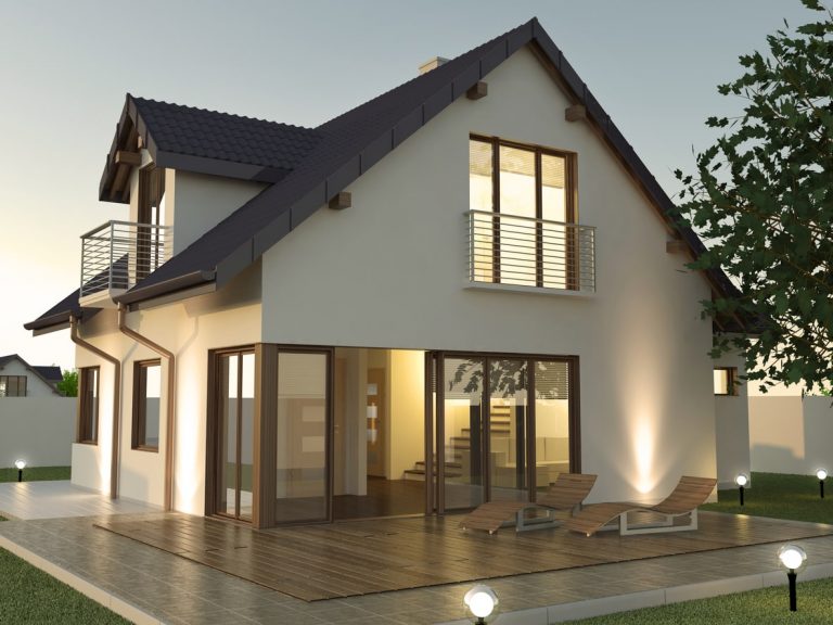 3D Modell eines Wohnhauses mit einer Balkonaustrittsgaube