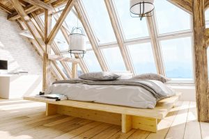 Schlafzimmer Loft mit großen Fenstern