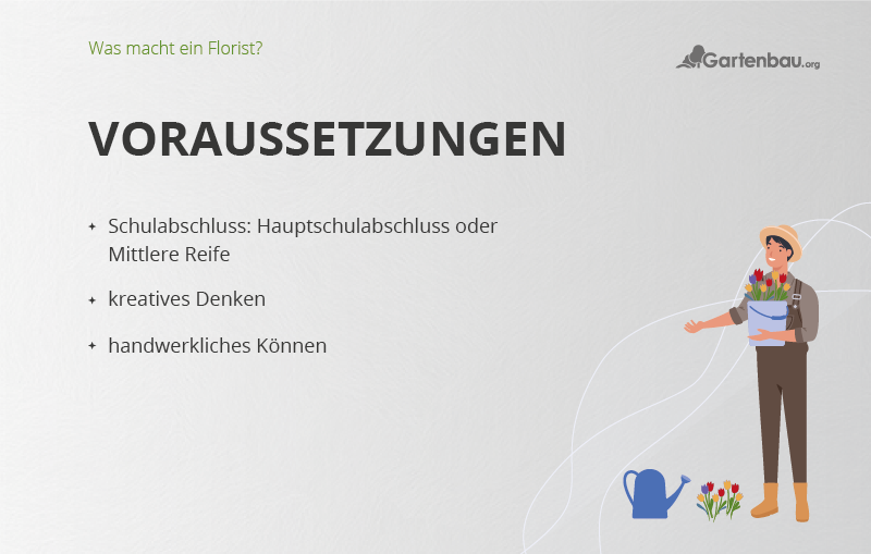 Illustration mit den Voraussetzungen für den Beruf Florist.