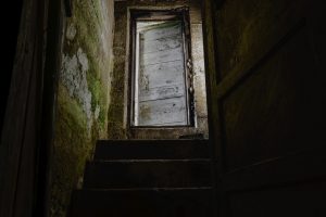 Blick aus einem dunklen Keller
