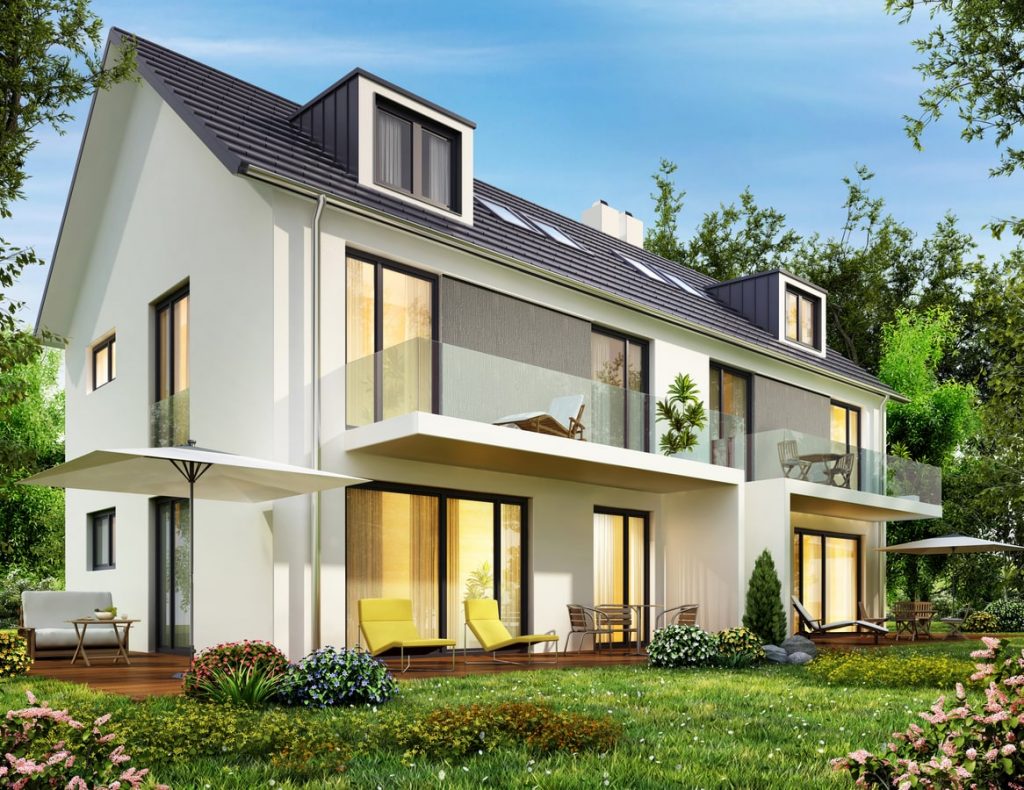 Modernes Einfamilienhaus mit Terrasse und Balkon