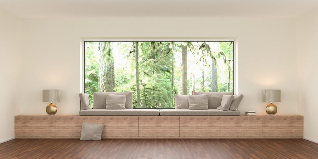 Fensterbank vor Panoramafenster