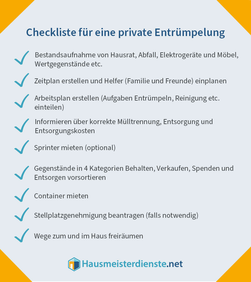 Checkliste für eine private Entrümpelung
