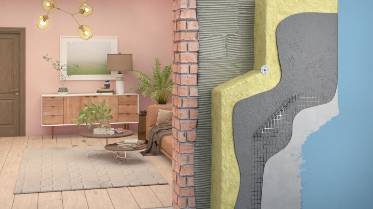 3D Illustration einer Wärmedämmung im Innenraum