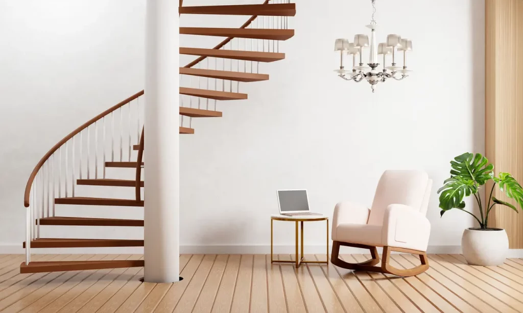Spiraltreppe mit Handlauf in einer Wohnung