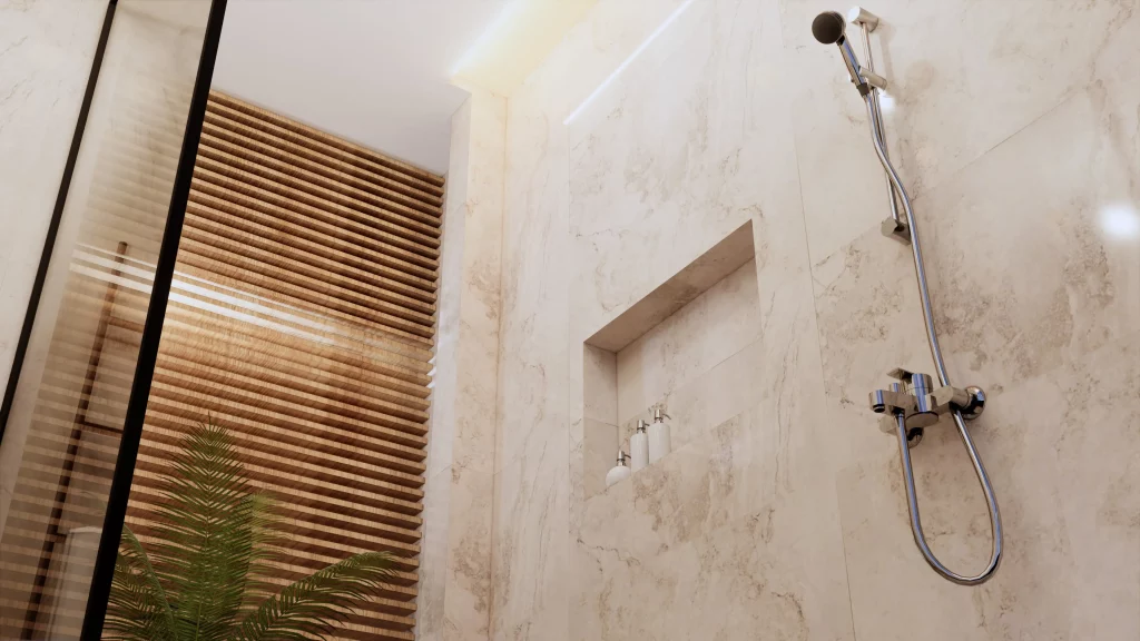 Eine Dusche aus Marmor als Alternative zur Fliesen in der Dusche