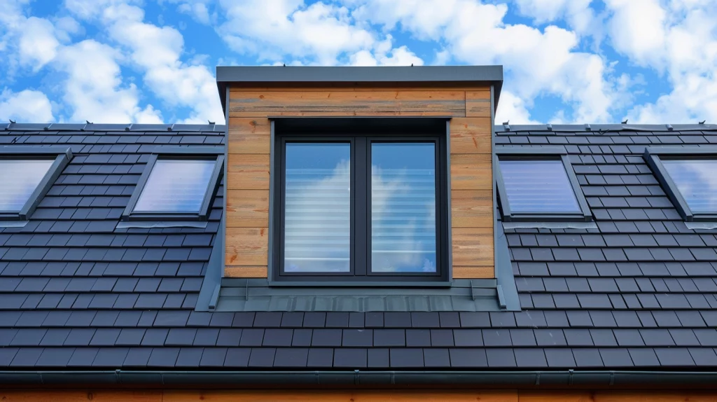 Eine Dachgaube mit Flachdach und installiertem Gaubenfenster