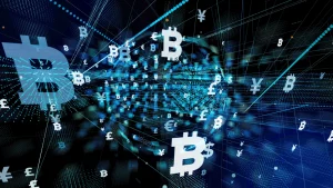 Darstellung von Symbolen verschiedener Kryptowährungen