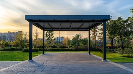 Ein Carport aus Metall