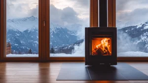 Funkenschutzmatte als Boden unter dem Kamin