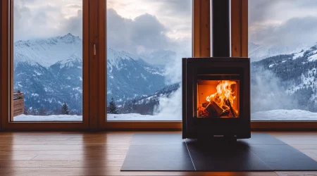 Funkenschutzmatte als Boden unter dem Kamin