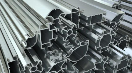 silberne Aluminiumprofile aufeinander gestapelt