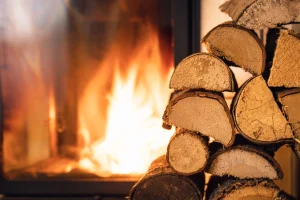 Brennholzstapel vor Kamin
