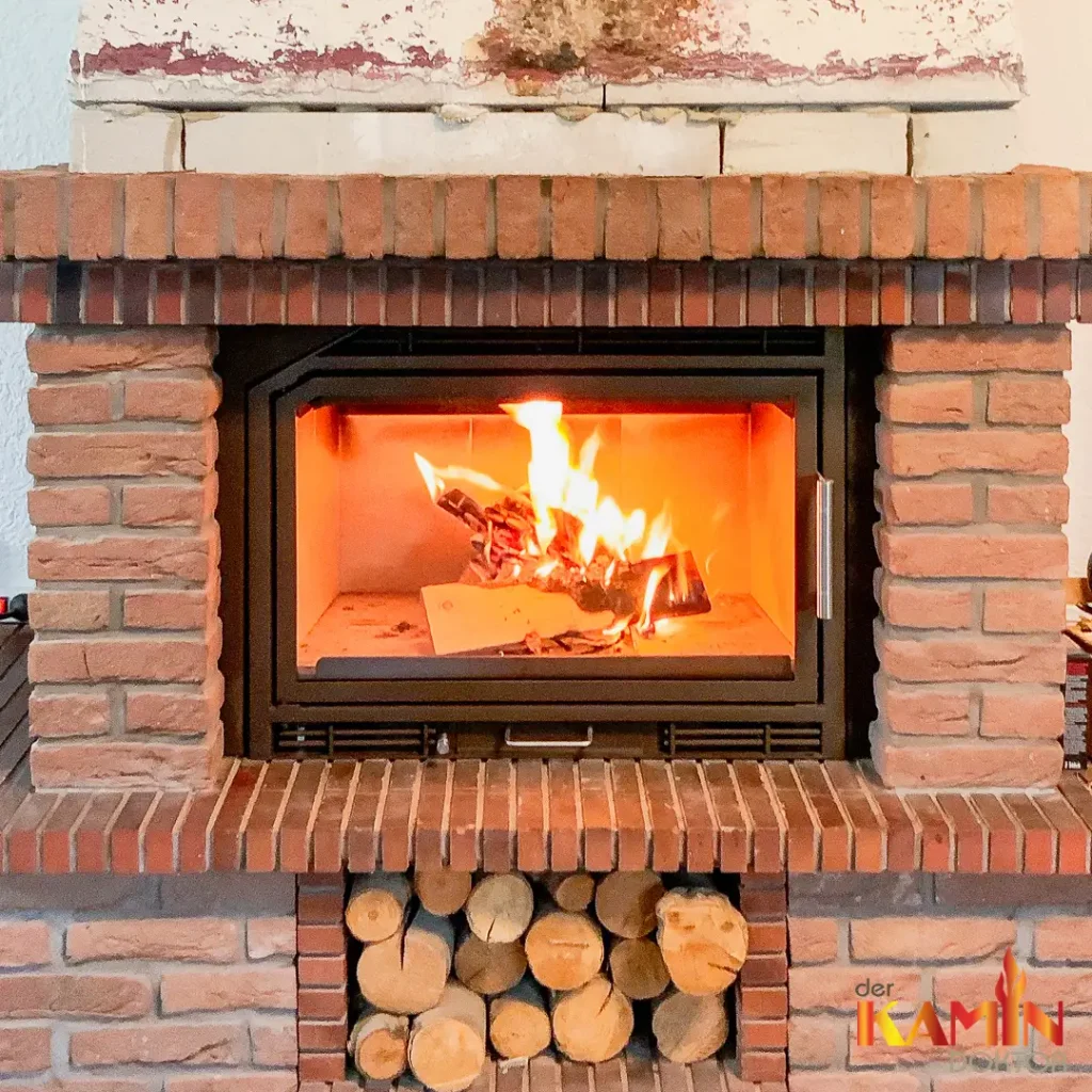 Nachher-Bild: Ein in einen bestehenden Kamin nachgerüsteter Kamineinsatz.
