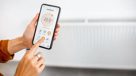 Smart Heizungssteuerung auf einem Handydisplay.