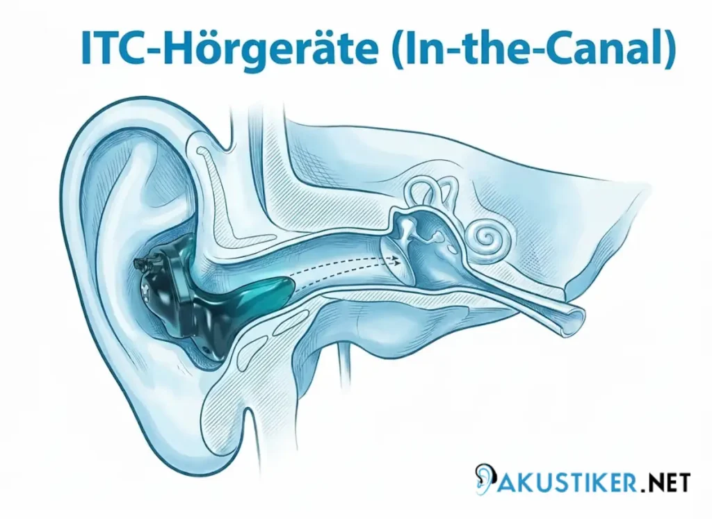 ITC-Hörgerät sitzt im Gehörgang und leitet Schall zum Trommelfell weiter.