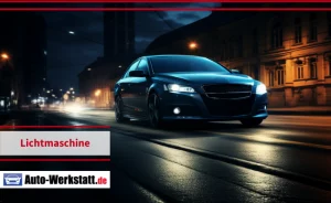 Auto fährt bei Nacht durch die Innenstadt