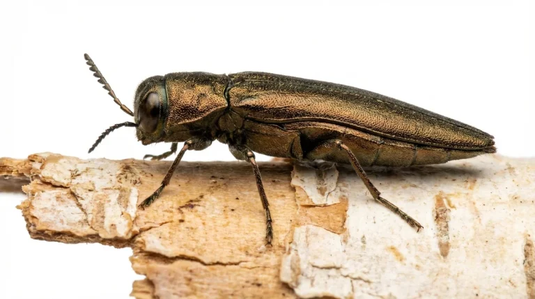 Nahaufnahme eines Bronzefarbener Birken-Bohrer (Agrilus anxius) – Detailansicht zur Schädlingserkennung
