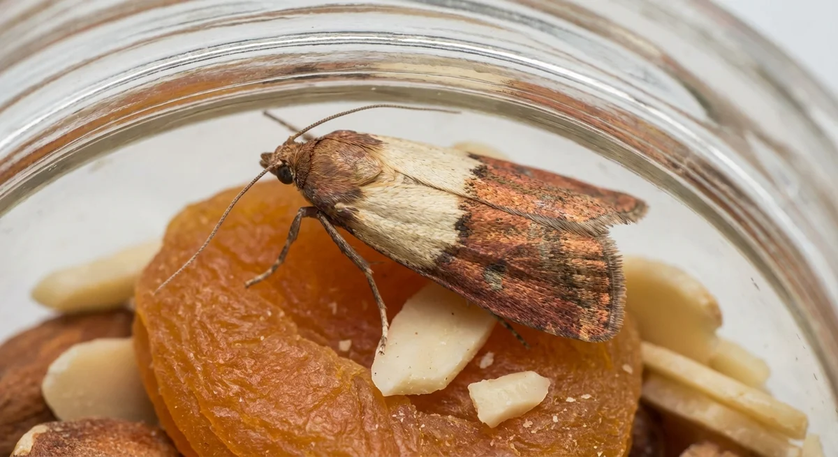 Dörrobstmotte (Plodia interpunctella) in typischer Umgebung – Befall erkennen und bekämpfen