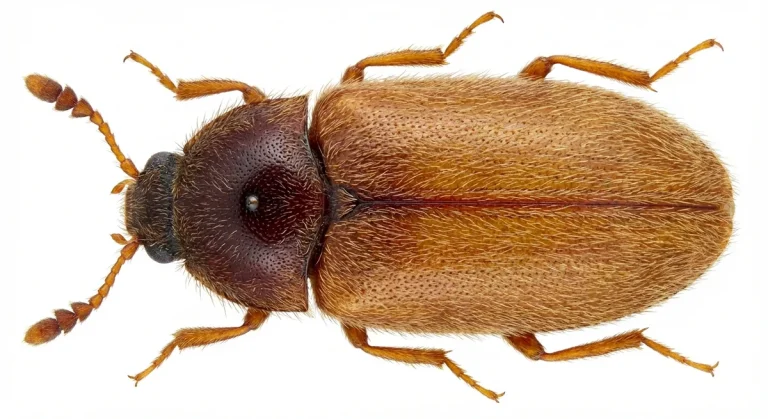 Nahaufnahme eines Brauner Pelzkäfer (Attagenus smirnovi) – Detailansicht zur Schädlingserkennung