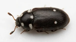 Nahaufnahme eines Gefleckter Pelzkäfer (Attagenus pellio) – Detailansicht zur Schädlingserkennung