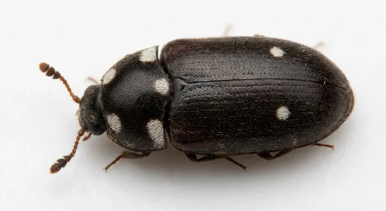 Nahaufnahme eines Gefleckter Pelzkäfer (Attagenus pellio) – Detailansicht zur Schädlingserkennung