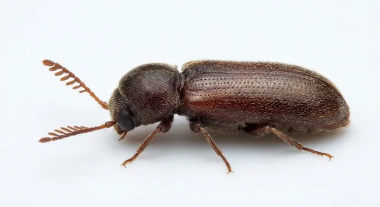 Nahaufnahme eines Gekämmter Nagekäfer (Ptilinus pectinicornis) – Detailansicht zur Schädlingserkennung