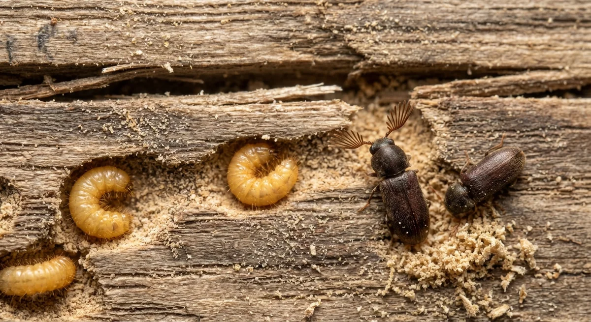 Gekämmter Nagekäfer (Ptilinus pectinicornis) in typischer Umgebung – Befall erkennen und bekämpfen