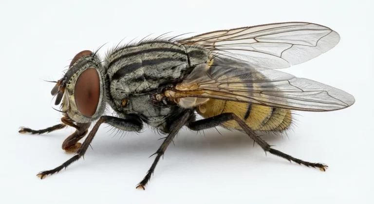 Nahaufnahme eines Gemeine Stubenfliege (Musca domestica) – Detailansicht zur Schädlingserkennung