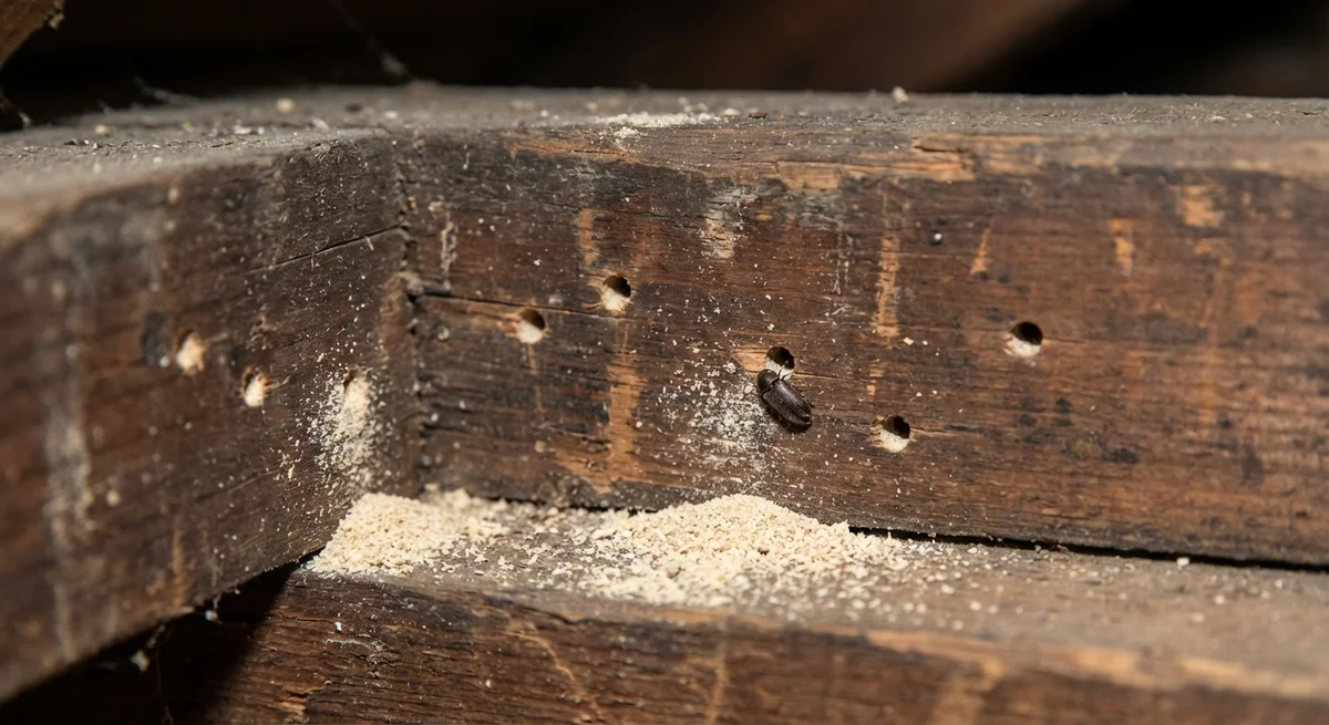 Holzwurm - Gemeiner Nagekäfer (Anobium punctatum) in typischer Umgebung – Befall erkennen und bekämpfen