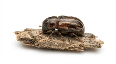 Nahaufnahme eines Gestreifter Nutzholzborkenkäfer (Trypodendron lineatum) – Detailansicht zur Schädlingserkennung