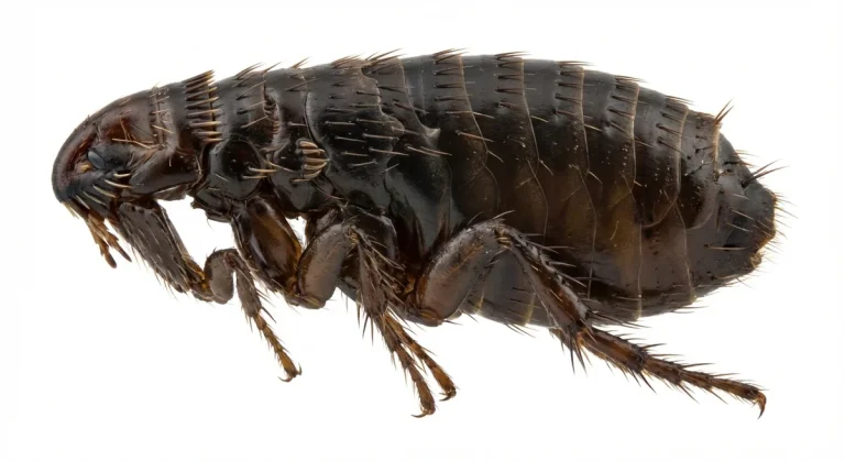 Nahaufnahme eines Hundefloh (Ctenocephalides canis) – Detailansicht zur Schädlingserkennung