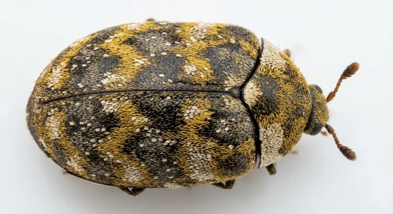 Nahaufnahme eines Kabinettkäfer (Anthrenus museorum) – Detailansicht zur Schädlingserkennung