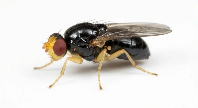 Nahaufnahme eines Käsefliege (Piophila casei) – Detailansicht zur Schädlingserkennung