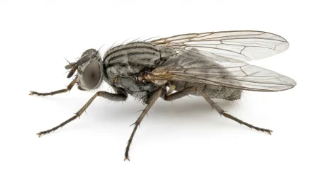 Nahaufnahme eines Kleine Stubenfliege (Fannia canicularis) – Detailansicht zur Schädlingserkennung