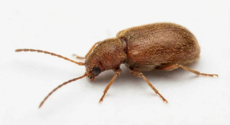 Nahaufnahme eines Kleiner Diebkäfer (Ptinus pusillus) – Detailansicht zur Schädlingserkennung