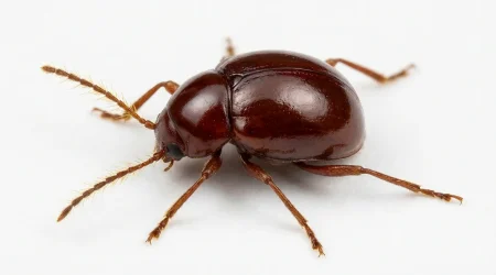 Nahaufnahme eines Kugelkäfer (Gibbium psylloides) – Detailansicht zur Schädlingserkennung