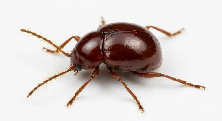 Nahaufnahme eines Kugelkäfer (Gibbium psylloides) – Detailansicht zur Schädlingserkennung