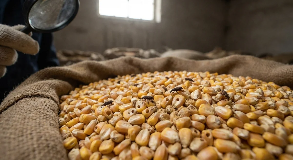 Maisrüssler (Sitophilus zeamais) in typischer Umgebung – Befall erkennen und bekämpfen