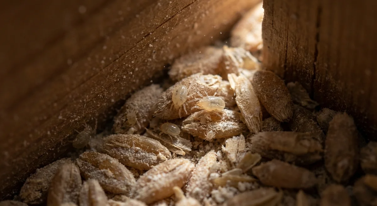 Mehlmilbe (Acarus siro) in typischer Umgebung – Befall erkennen und bekämpfen