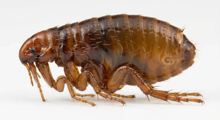 Nahaufnahme eines Menschenfloh (Pulex irritans) – Detailansicht zur Schädlingserkennung