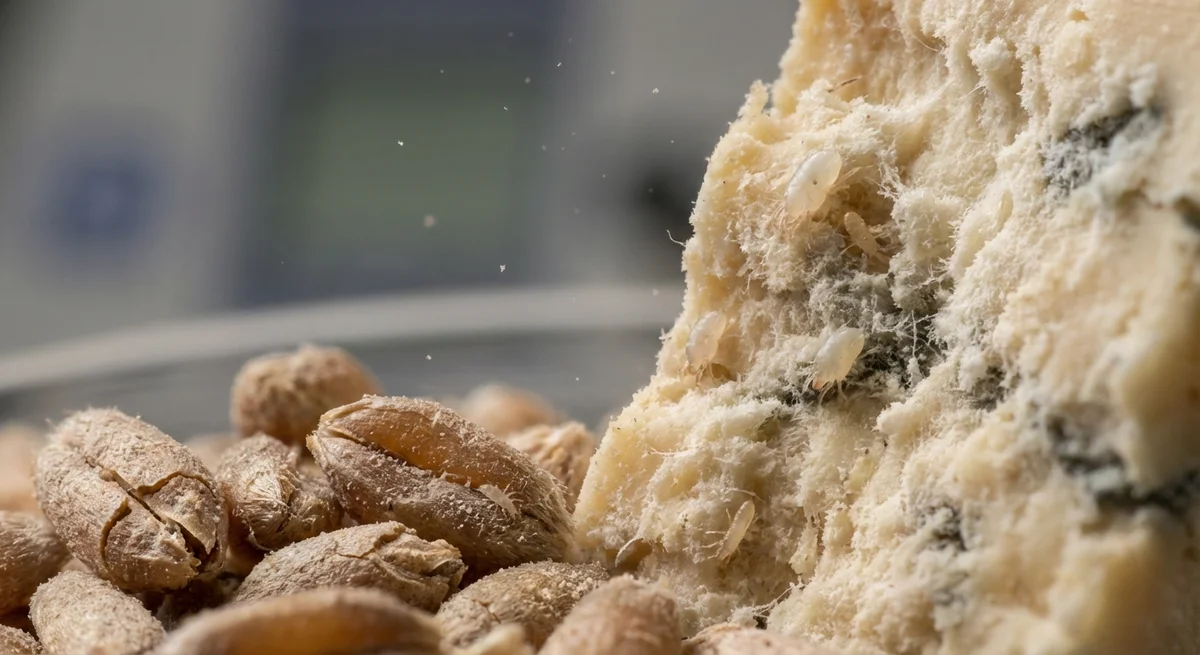 Modermilbe (Tyrophagus putrescentiae) in typischer Umgebung – Befall erkennen und bekämpfen