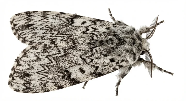 Nahaufnahme eines Nonne (Lymantria monacha) – Detailansicht zur Schädlingserkennung