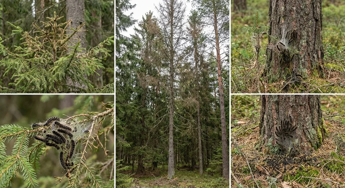 Nonne (Lymantria monacha) in typischer Umgebung – Befall erkennen und bekämpfen