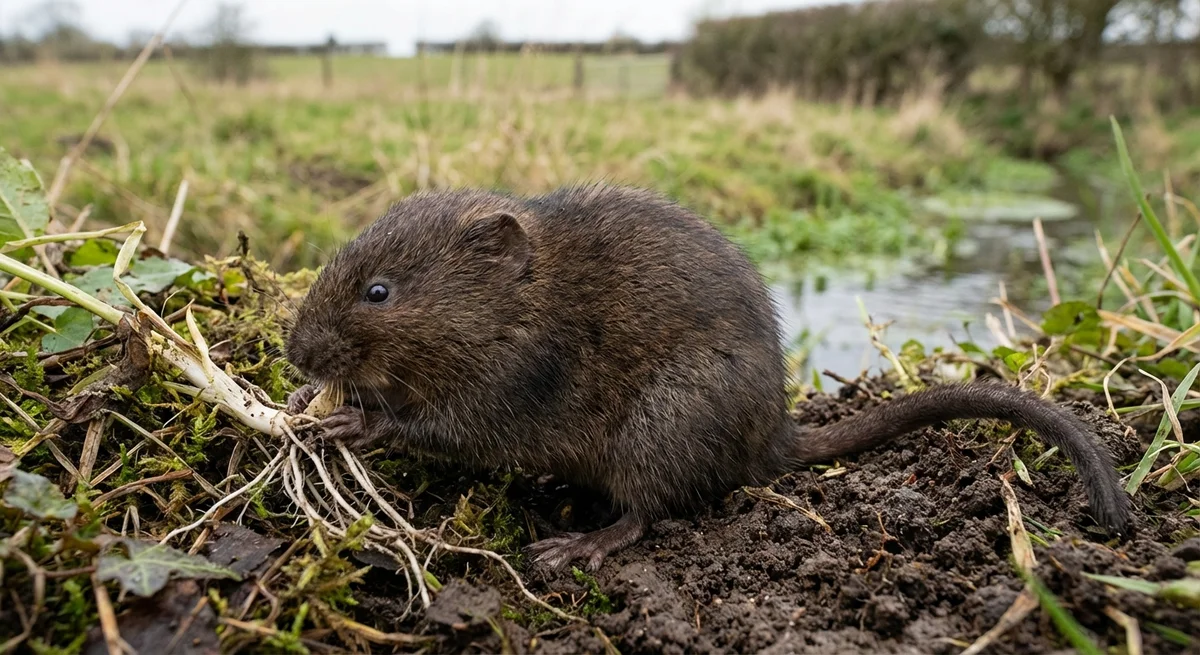 Schermaus (Arvicola terrestris) in typischer Umgebung – Befall erkennen und bekämpfen