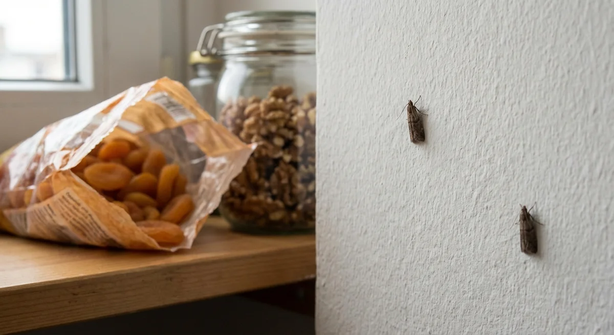 Tropische Speichermotte (Ephestia cautella) in typischer Umgebung – Befall erkennen und bekämpfen