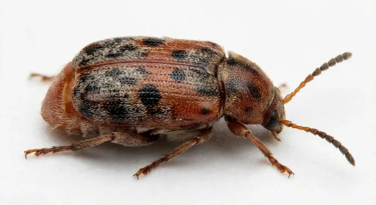 Nahaufnahme eines Vierfleckiger Bohnenkäfer (Callosobruchus maculatus) – Detailansicht zur Schädlingserkennung