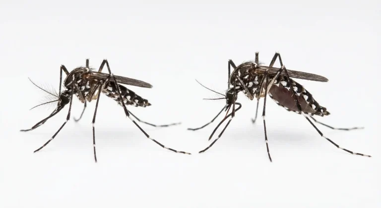Nahaufnahme eines Gelbfiebermücke (Aedes aegypti) – Detailansicht zur Schädlingserkennung